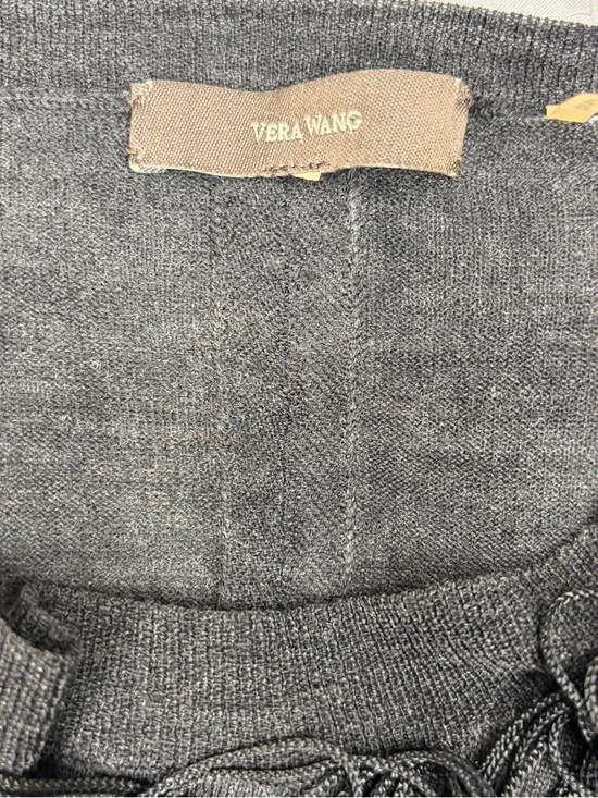 Vera Wang Black Long Sleeve Draped Fringe Top - Picture 5 of 7